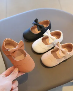 Scarpette in pelle per bambini Scarpe casual in velcro da principessa con fiocco morbido